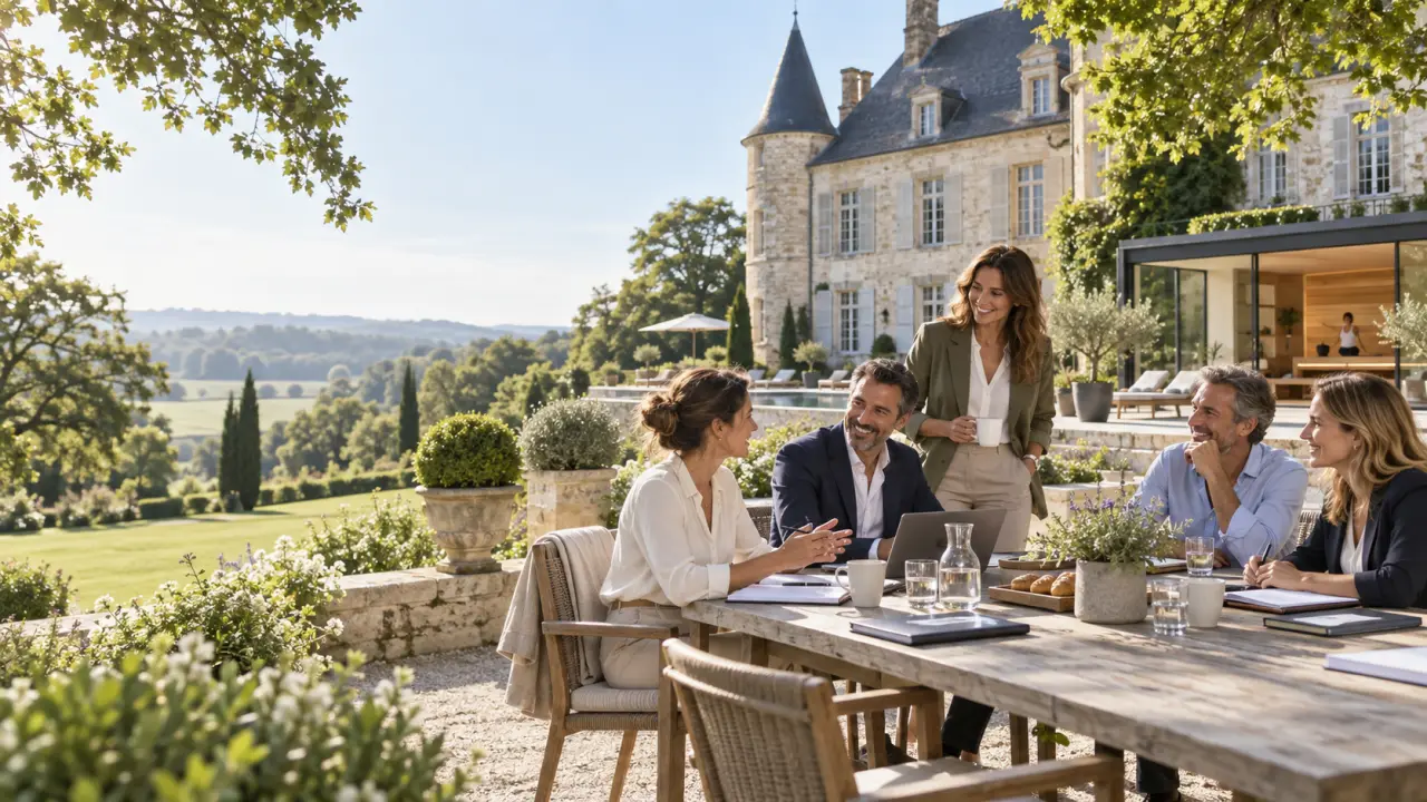 Séminaire professionnel dans un domaine historique entouré de nature