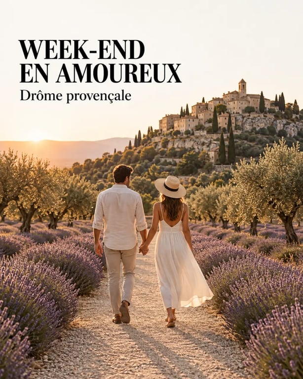 Week-end en amoureux dans la Drôme au coucher du soleil entre lavandes et oliviers