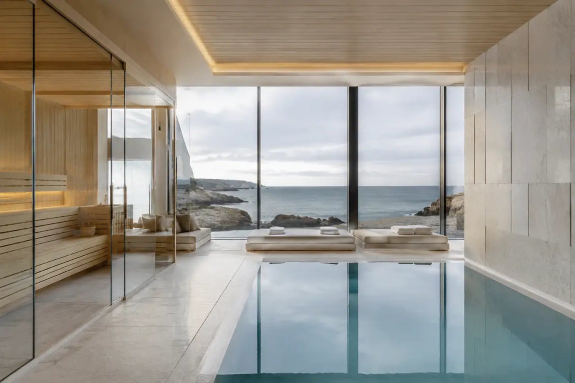 Bretagne spa en bord de mer avec piscine intérieure et vue sur le littoral