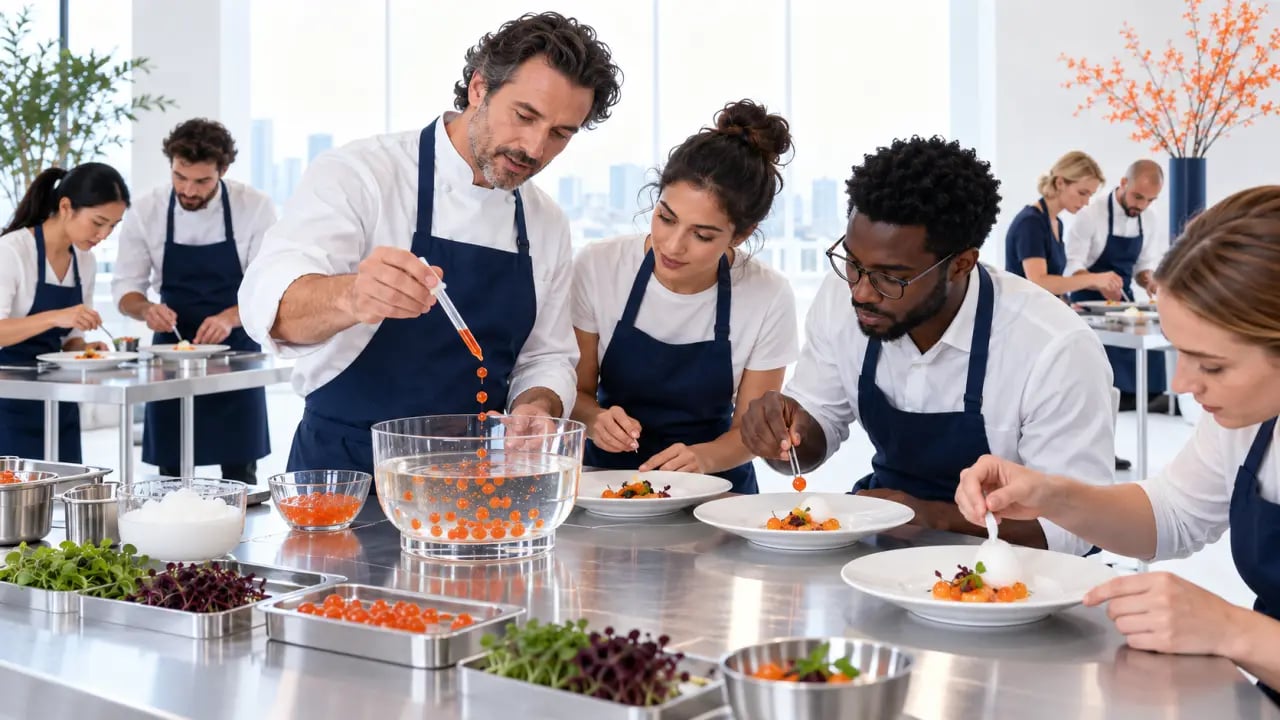 Team building cuisine moléculaire avec des équipes en atelier et dégustation