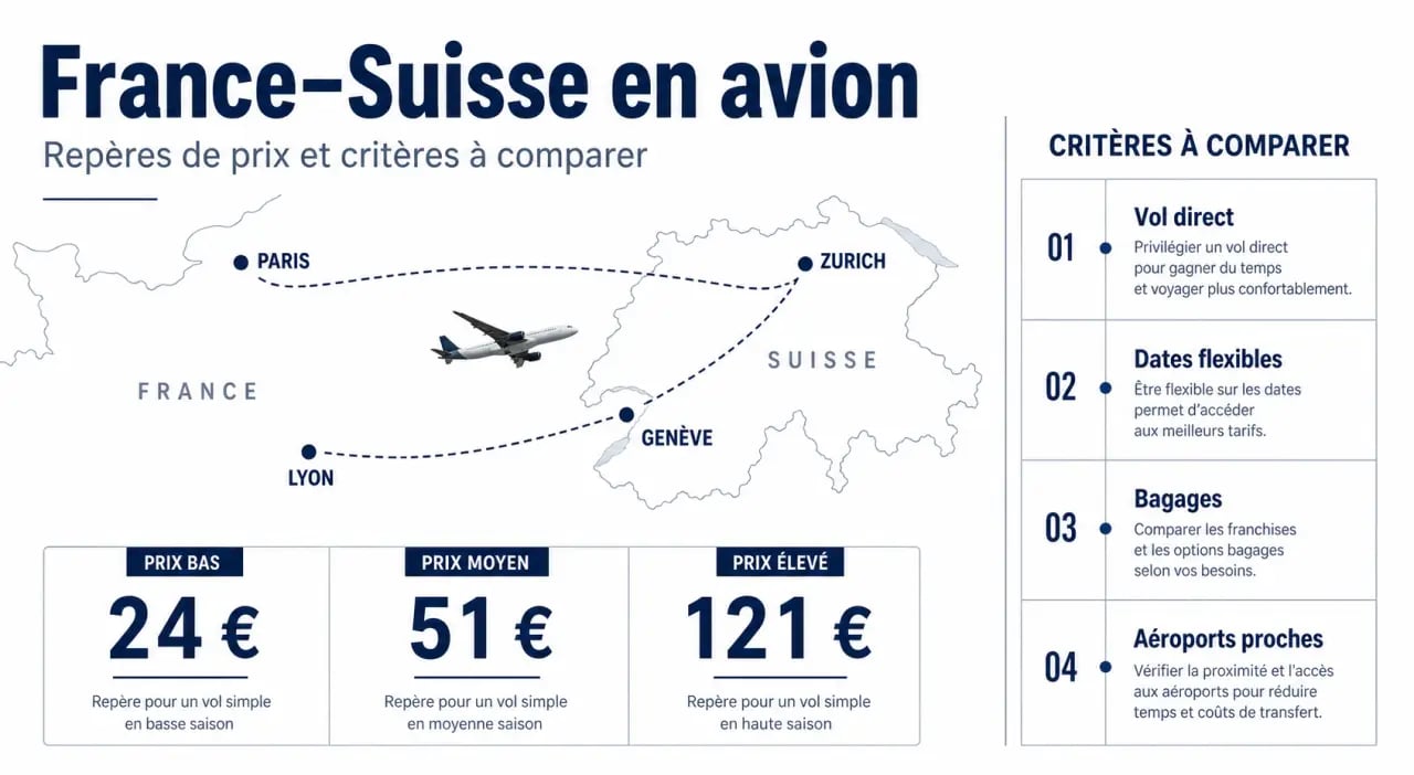 Voyage France-Suisse en avion : visualisation des prix et des critères à comparer