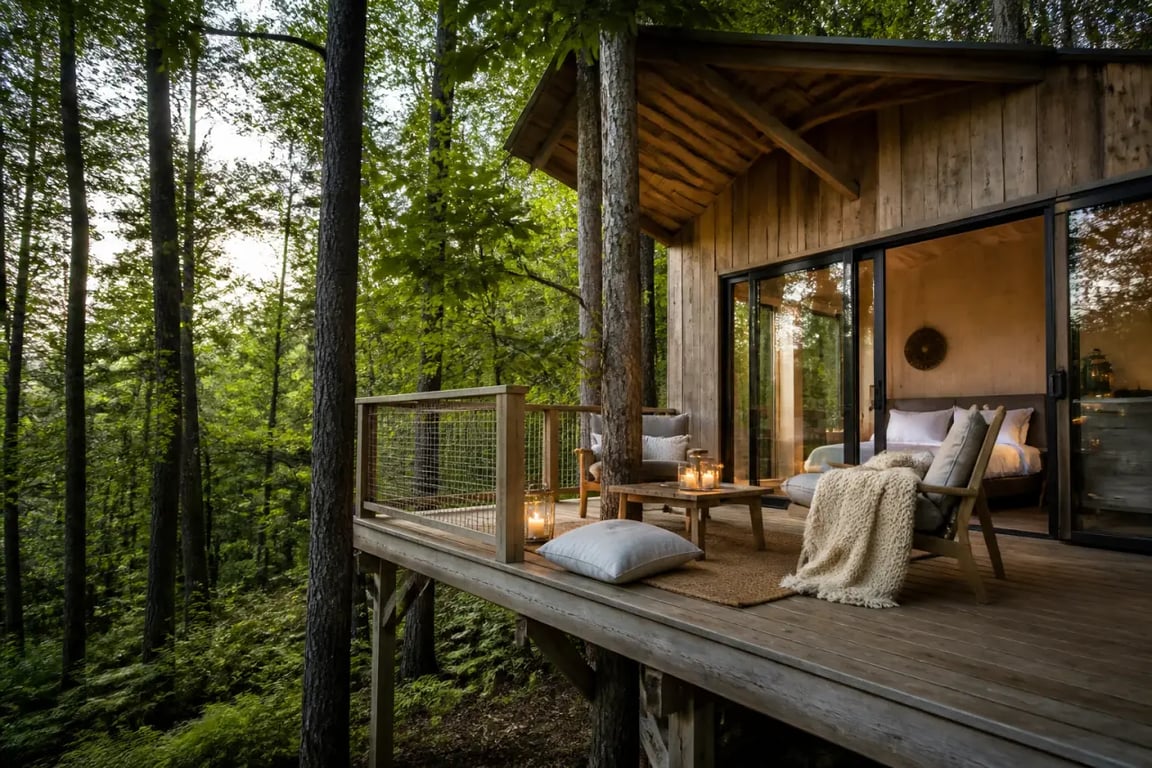 hébergement nature auvergne dans une cabane ou tiny house en pleine forêt